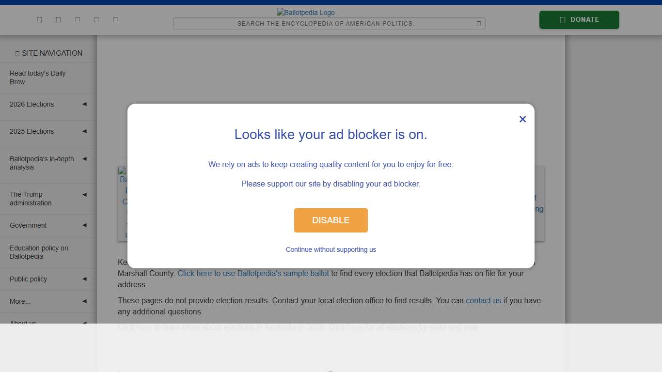 Marshall County, Kentucky, elections, 2026 - Ballotpedia