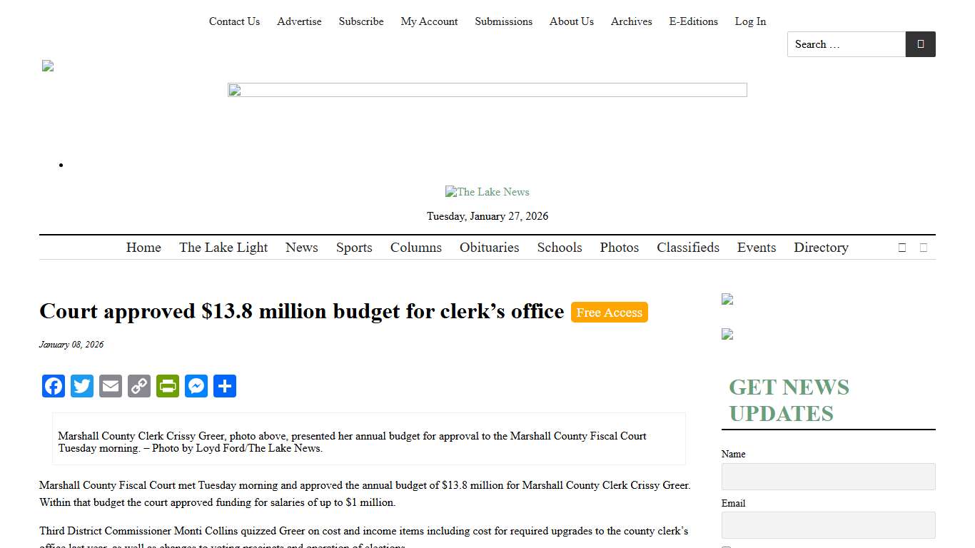 Court approved $13.8 million budget for clerk’s office - The Lake News