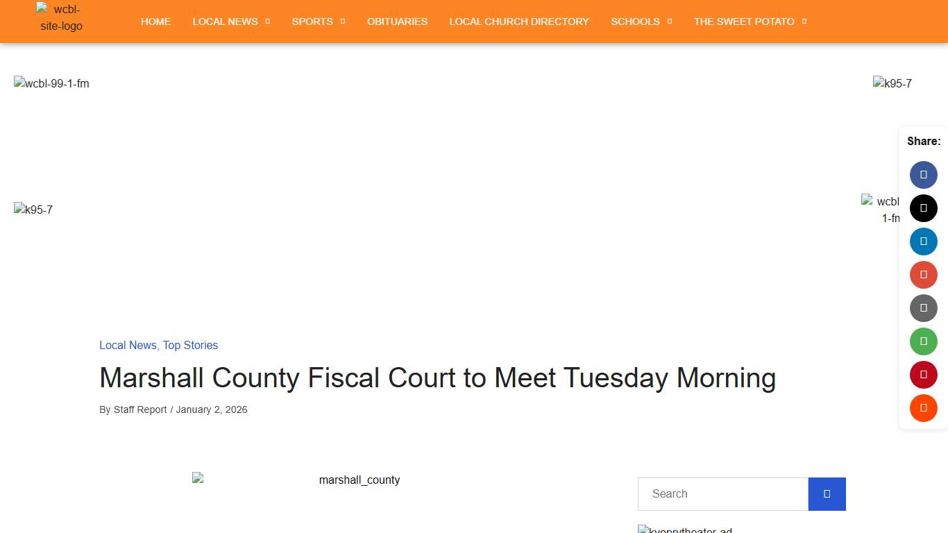 Marshall County Fiscal Court to Meet Tuesday Morning WCBL