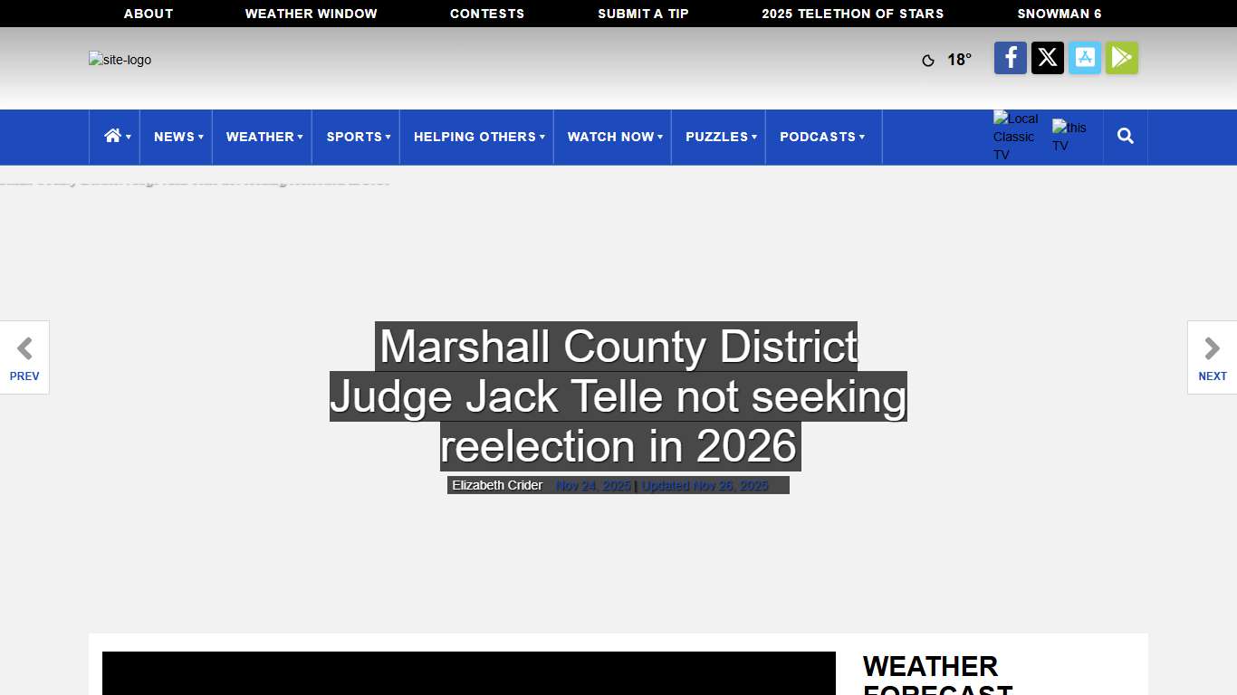 Marshall County District Judge Jack Telle not seeking reelection in 2026 <span class="tnt-section-tag no-link">News</span> WPSD Local 6